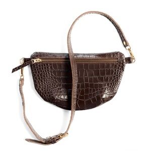 Abby Alley Sling Bag, Espresso Croco with Short and Medium Strap